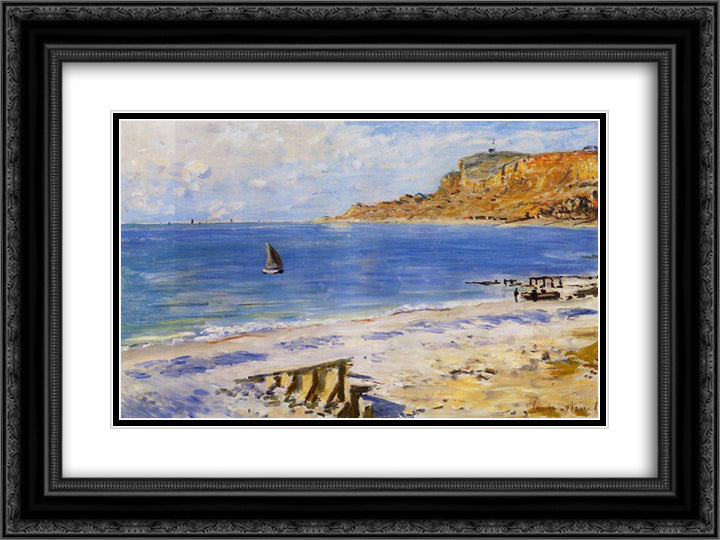 Sailing At Sainte Adresse 24x18 Black Ornate Wood Framed Art Print Poster with Double Matting by Monet, Claude