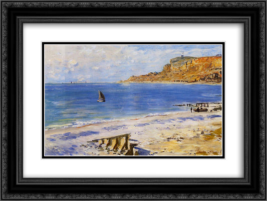 Sailing At Sainte Adresse 24x18 Black Ornate Wood Framed Art Print Poster with Double Matting by Monet, Claude