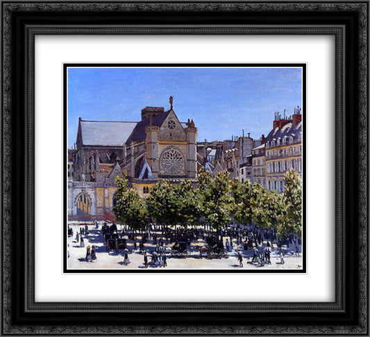 Saint Germain l'Auxerrois 22x20 Black Ornate Wood Framed Art Print Poster with Double Matting by Monet, Claude