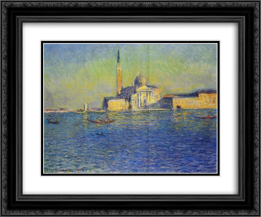 San Giorgio Maggiore 24x20 Black Ornate Wood Framed Art Print Poster with Double Matting by Monet, Claude