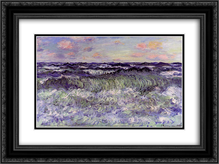 Sea Study 24x18 Black Ornate Wood Framed Art Print Poster with Double Matting by Monet, Claude