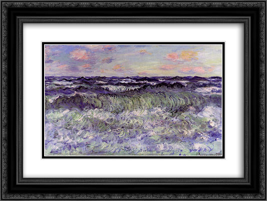 Sea Study 24x18 Black Ornate Wood Framed Art Print Poster with Double Matting by Monet, Claude