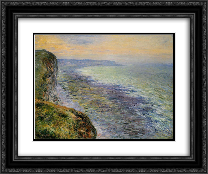 Seascape near Fecamp 24x20 Black Ornate Wood Framed Art Print Poster with Double Matting by Monet, Claude