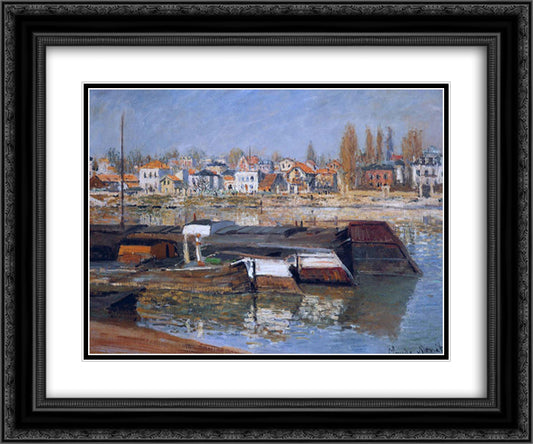 Seine at Asnieres 24x20 Black Ornate Wood Framed Art Print Poster with Double Matting by Monet, Claude