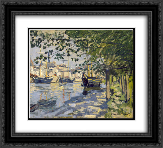 Seine at Rouen 22x20 Black Ornate Wood Framed Art Print Poster with Double Matting by Monet, Claude
