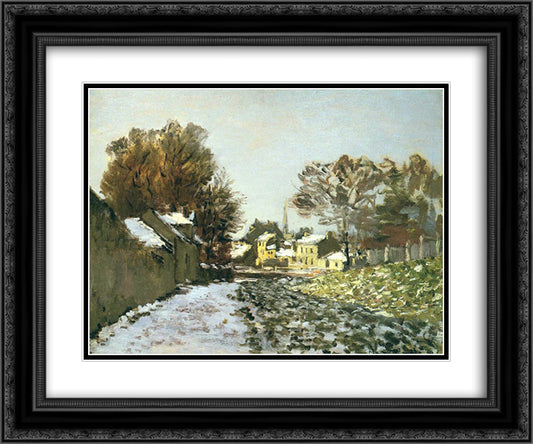 Snow at Argenteuil 24x20 Black Ornate Wood Framed Art Print Poster with Double Matting by Monet, Claude