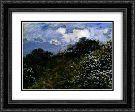 Spring 24x20 Black Ornate Wood Framed Art Print Poster with Double Matting by Monet, Claude
