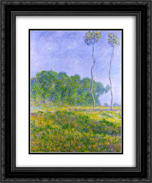 Spring Landscape 20x24 Black Ornate Wood Framed Art Print Poster with Double Matting by Monet, Claude