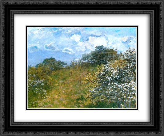 Springtime 24x20 Black Ornate Wood Framed Art Print Poster with Double Matting by Monet, Claude