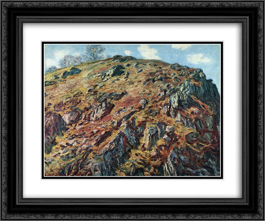 Study of Rocks 24x20 Black Ornate Wood Framed Art Print Poster with Double Matting by Monet, Claude