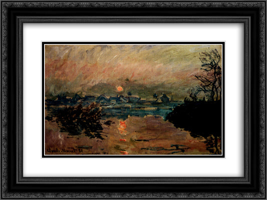 Sunset 24x18 Black Ornate Wood Framed Art Print Poster with Double Matting by Monet, Claude