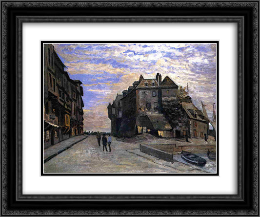 The Lieutenancy at Honfleur 24x20 Black Ornate Wood Framed Art Print Poster with Double Matting by Monet, Claude