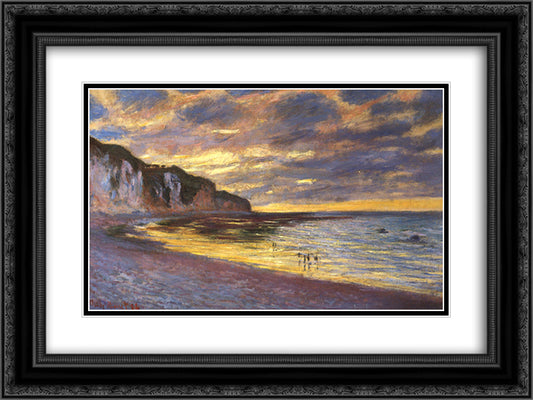 The Ally Point, Low Tide 24x18 Black Ornate Wood Framed Art Print Poster with Double Matting by Monet, Claude