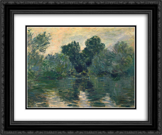 The Arm of the Seine 24x20 Black Ornate Wood Framed Art Print Poster with Double Matting by Monet, Claude