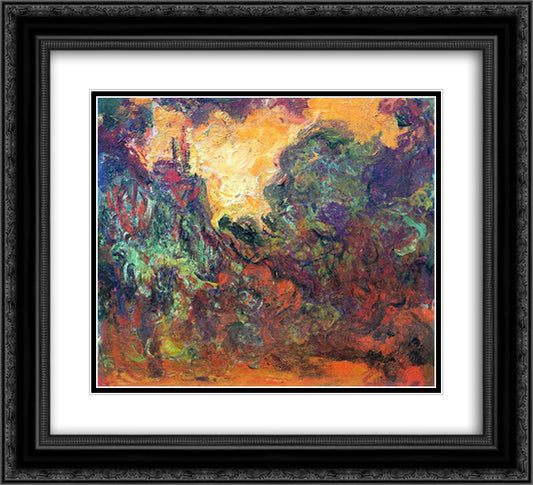 The Artist's House, View from the Rose Garden 22x20 Black Ornate Wood Framed Art Print Poster with Double Matting by Monet, Claude