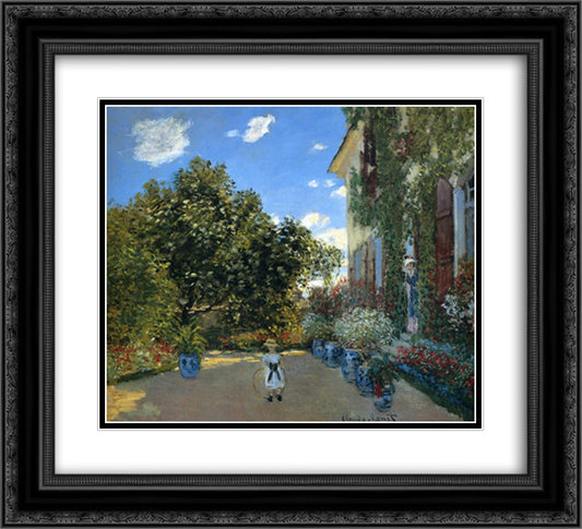 The Artist's House at Argenteuil 22x20 Black Ornate Wood Framed Art Print Poster with Double Matting by Monet, Claude
