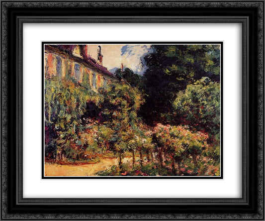 The Artist's House at Giverny 24x20 Black Ornate Wood Framed Art Print Poster with Double Matting by Monet, Claude
