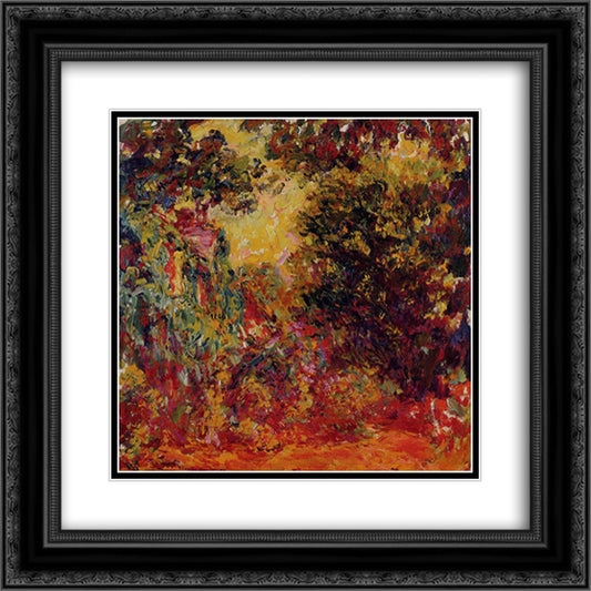 The Artist's House from the Rose Garden 20x20 Black Ornate Wood Framed Art Print Poster with Double Matting by Monet, Claude