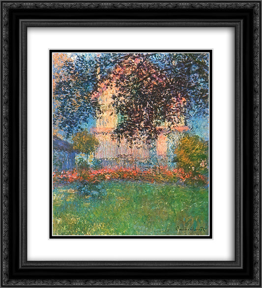 The Artist's House in Argenteuil 20x22 Black Ornate Wood Framed Art Print Poster with Double Matting by Monet, Claude