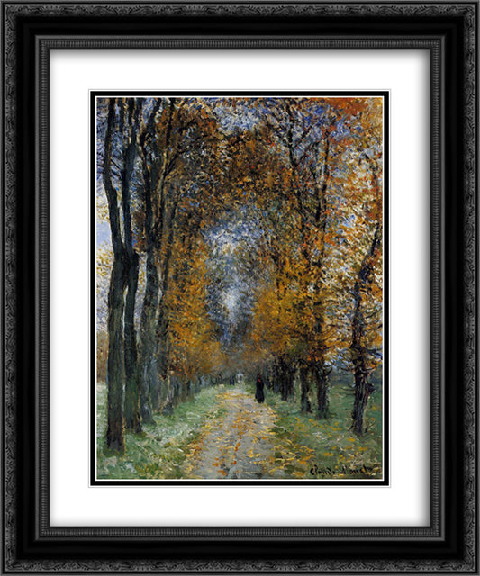 The Avenue 20x24 Black Ornate Wood Framed Art Print Poster with Double Matting by Monet, Claude