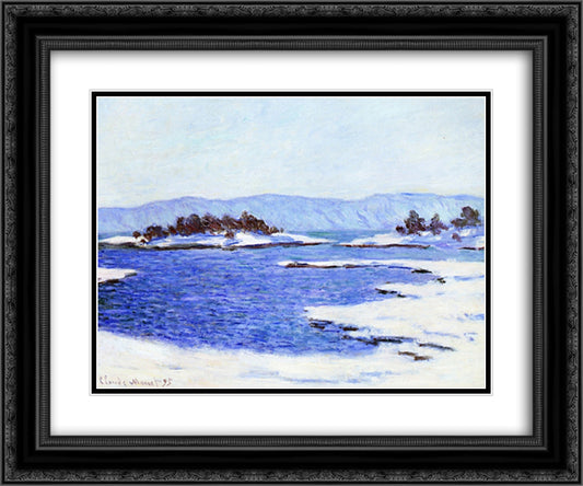 The Banks of the Fjord at Christiania 24x20 Black Ornate Wood Framed Art Print Poster with Double Matting by Monet, Claude