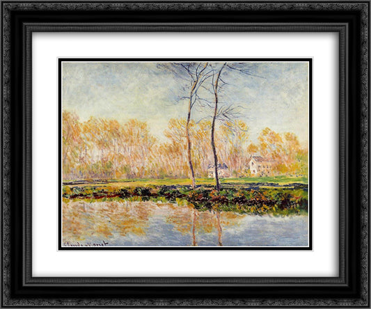 The Banks of the River Epte at Giverny 24x20 Black Ornate Wood Framed Art Print Poster with Double Matting by Monet, Claude