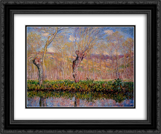 The Banks of the River Epte in Springtime 24x20 Black Ornate Wood Framed Art Print Poster with Double Matting by Monet, Claude