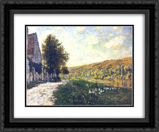 The Banks of the Seine, Lavacourt 02 24x20 Black Ornate Wood Framed Art Print Poster with Double Matting by Monet, Claude