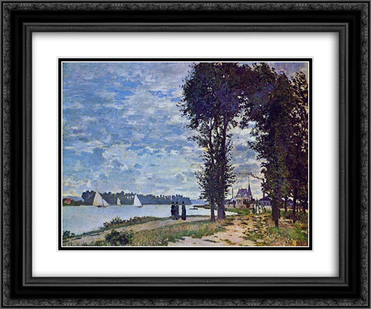 The Banks of the Seine at Argenteuil 24x20 Black Ornate Wood Framed Art Print Poster with Double Matting by Monet, Claude