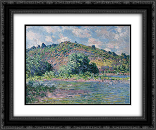 The Banks of the Seine at Port-Villez 24x20 Black Ornate Wood Framed Art Print Poster with Double Matting by Monet, Claude