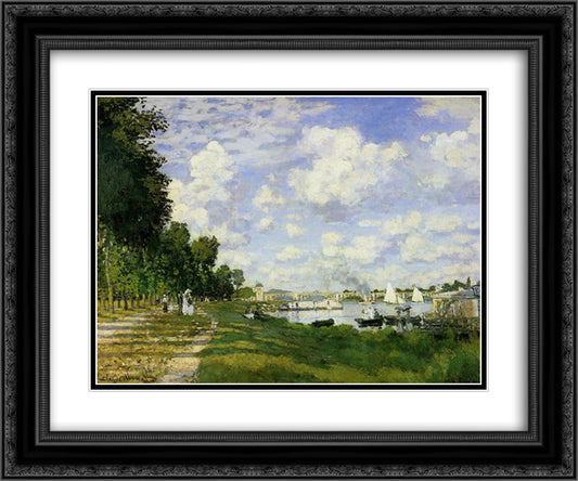 The Basin at Argenteuil 24x20 Black Ornate Wood Framed Art Print Poster with Double Matting by Monet, Claude
