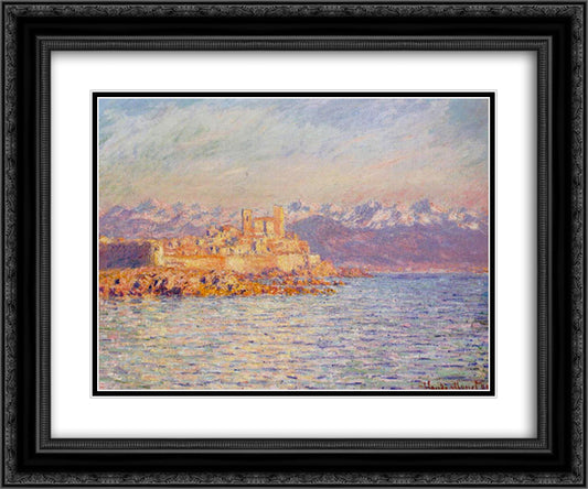 The Bay of Antibes 24x20 Black Ornate Wood Framed Art Print Poster with Double Matting by Monet, Claude
