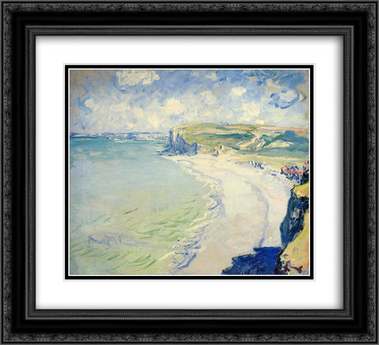 The Beach at Pourville 22x20 Black Ornate Wood Framed Art Print Poster with Double Matting by Monet, Claude