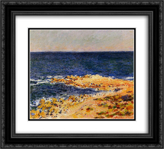 The Big Blue at Antibes 22x20 Black Ornate Wood Framed Art Print Poster with Double Matting by Monet, Claude