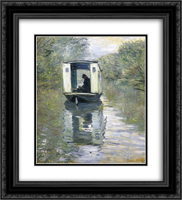 The Boat Studio 20x22 Black Ornate Wood Framed Art Print Poster with Double Matting by Monet, Claude