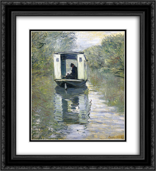 The Boat Studio 20x22 Black Ornate Wood Framed Art Print Poster with Double Matting by Monet, Claude