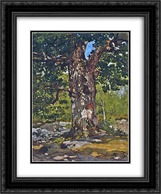 The Bodmer Oak 20x24 Black Ornate Wood Framed Art Print Poster with Double Matting by Monet, Claude