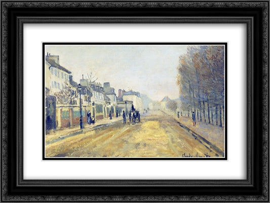 The Boulevard Heloise in Argenteuil 24x18 Black Ornate Wood Framed Art Print Poster with Double Matting by Monet, Claude