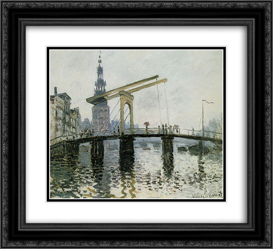 The Bridge, Amsterdam 22x20 Black Ornate Wood Framed Art Print Poster with Double Matting by Monet, Claude