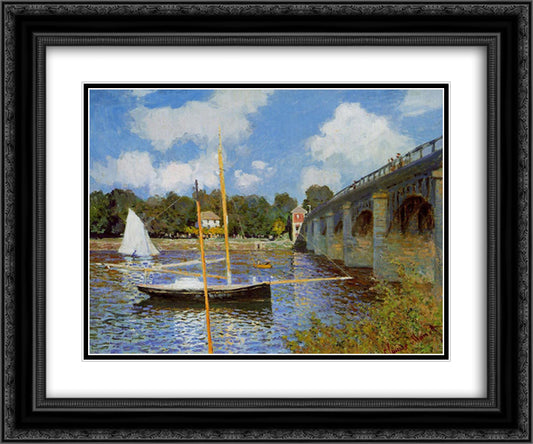 The Bridge at Argenteuil 24x20 Black Ornate Wood Framed Art Print Poster with Double Matting by Monet, Claude
