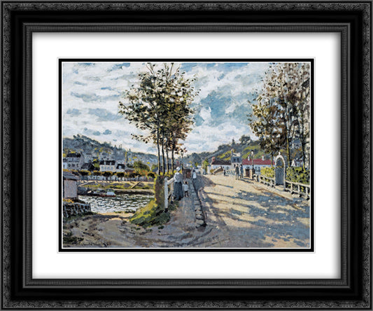 The Bridge at Bougival 24x20 Black Ornate Wood Framed Art Print Poster with Double Matting by Monet, Claude