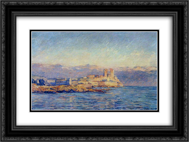 The Castle in Antibes 24x18 Black Ornate Wood Framed Art Print Poster with Double Matting by Monet, Claude