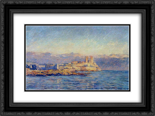The Castle in Antibes 24x18 Black Ornate Wood Framed Art Print Poster with Double Matting by Monet, Claude