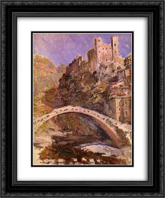 The Castle of Dolceacqua 20x24 Black Ornate Wood Framed Art Print Poster with Double Matting by Monet, Claude
