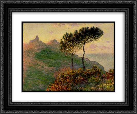 The Church at Varengeville 24x20 Black Ornate Wood Framed Art Print Poster with Double Matting by Monet, Claude