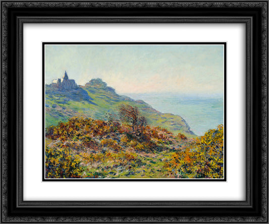 The Church at Varengeville and the Gorge of Les Moutiers 24x20 Black Ornate Wood Framed Art Print Poster with Double Matting by Monet, Claude