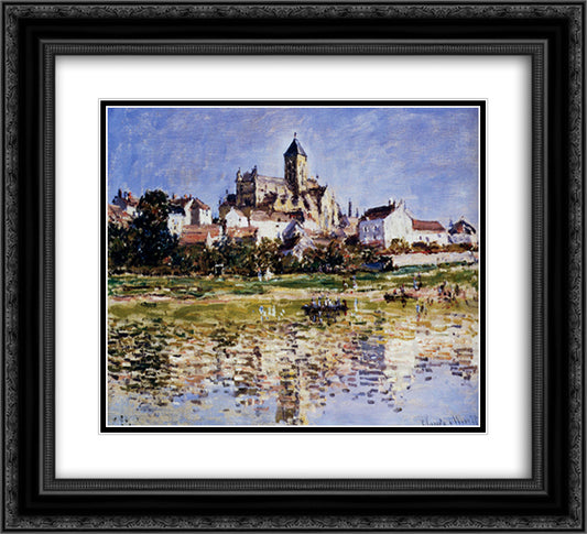 The Church At Vetheuil 22x20 Black Ornate Wood Framed Art Print Poster with Double Matting by Monet, Claude