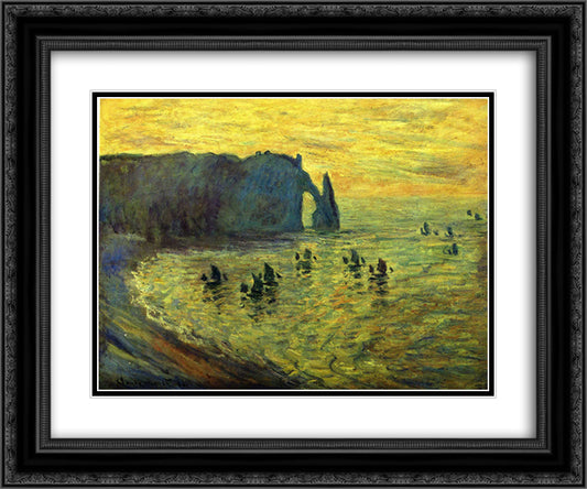 The Cliffs at Etretat 24x20 Black Ornate Wood Framed Art Print Poster with Double Matting by Monet, Claude
