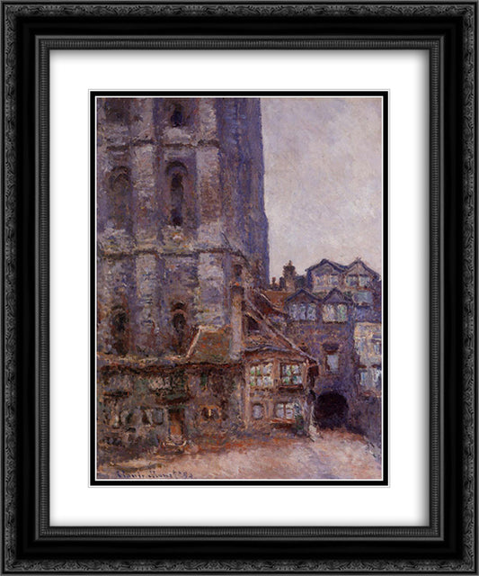 The Cour d'Albane, Grey Weather 20x24 Black Ornate Wood Framed Art Print Poster with Double Matting by Monet, Claude