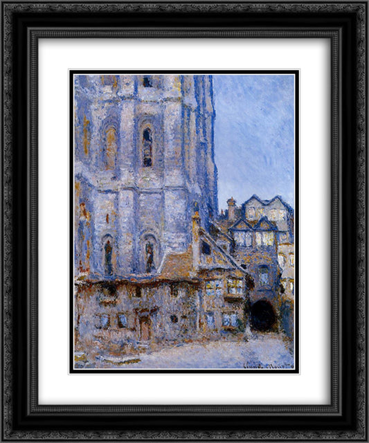 The Cour d'Albane 20x24 Black Ornate Wood Framed Art Print Poster with Double Matting by Monet, Claude
